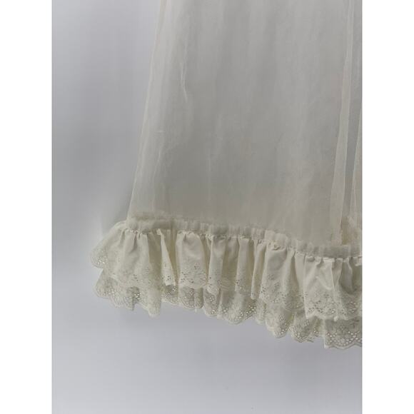 KAREN ALEXANDER Women's Cream Mesh Ruffle Midi Skirt SZ 8 - Picture 8 of 10